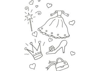 Dibujo de un disfraz de princesa para colorear con niños