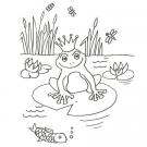 Dibujo de una rana encantada para colorear con niños