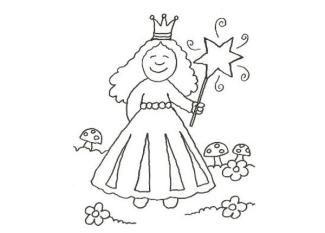 Dibujo para pintar con niños de una princesa con varita