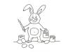 Dibujo de un conejo artista para colorear con niños