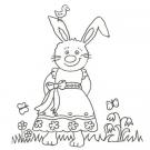 Dibujo para pintar con niños de una conejita con vestido