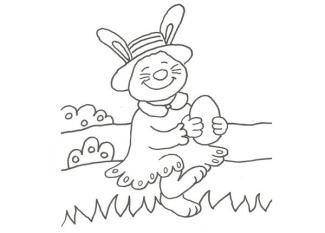 Dibujo de un conejo en el campo para colorear con niños