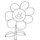 Dibujo de una flor sonriente para pintar con niños