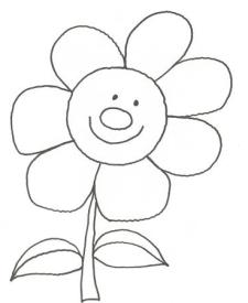 Dibujo de una flor sonriente para pintar con niños