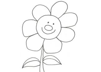 Dibujo de una flor sonriente para pintar con niños