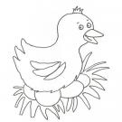 Dibujo de una gallina poniendo huevos para colorear con niños