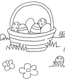 Dibujo de una cesta con huevos de Pascua para colorear