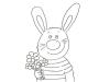 Dibujo de un conejo con flores para pintar con los niños