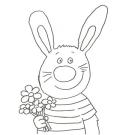 Dibujo de un conejo con flores para pintar con los niños