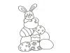 Dibujo de un conejo con huevos de Pascua para colorear con niños