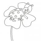Dibujo de una mariquita sobre una flor para pintar con niños