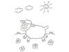 Dibujo para pintar con niños de una oveja en el campo