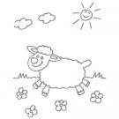 Dibujo para pintar con niños de una oveja en el campo