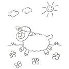 Dibujo para pintar con niños de una oveja en el campo