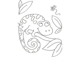 Dibujo para pintar con niños de un camaleón