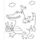 Dibujo para pintar con niños de un cocodrilo en la selva