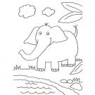 Dibujo de un elefante en la selva para colorear con niños