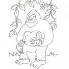 Dibujo de un gorila de la selva para colorear con niños