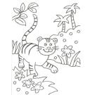 Dibujo de un leopardo en la selva para pintar con niños