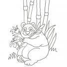 Dibujo para colorear con niños de un oso panda
