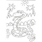 Dibujo para colorear con niños de una serpiente de la selva