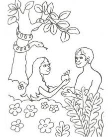 Dibujo de Adán y Eva para pintar con niños
