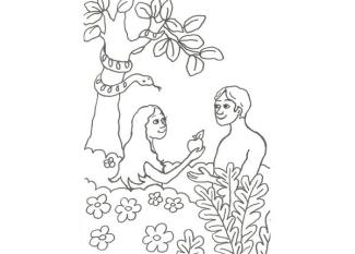 Dibujo de Adán y Eva para pintar con niños