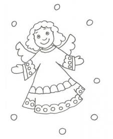 Dibujo de un ángel de Navidad para colorear con los niños