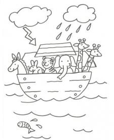 Dibujo del Arca de Noé para pintar con los niños