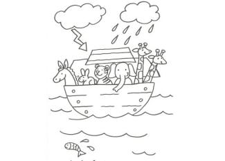 Dibujo del Arca de Noé para pintar con los niños
