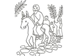 Dibujo de Jesús y la borriquilla para pintar con los niños