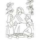 Dibujo infantil de Jesús con los niños para colorear