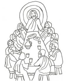 Dibujo de Jesús en la Última Cena para pintar con los niños