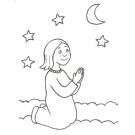 Dibujo infantil de una niña rezando para colorear