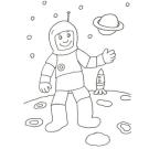 Dibujo de un astronauta y un cohete para colorear con los niños
