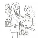 Dibujo para colorear de una doctora curando a una niña