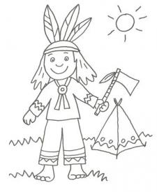 Dibujo de un indio para imprimir y colorear con niños