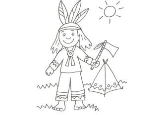Dibujo de un indio para imprimir y colorear con niños