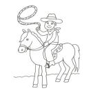 Dibujo de un vaquero en el rodeo para pintar con los niños