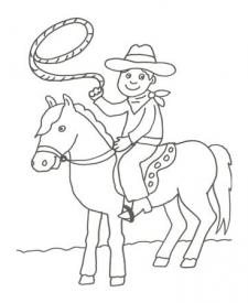 Dibujo de un vaquero en el rodeo para pintar con los niños