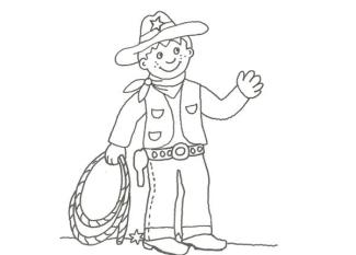 Dibujo de un vaquero del oeste para pintar con los niños