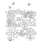 Dibujo de flores y abejas para colorear con niños