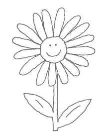 Dibujo de un girasol en primavera para colorear con niños