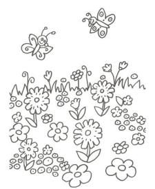 Dibujo de flores y mariposas para colorear on los niños