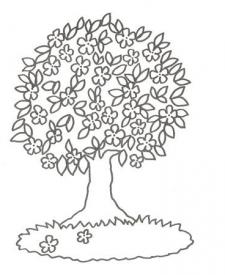 Dibujo de un árbol con flores para colorear con niños