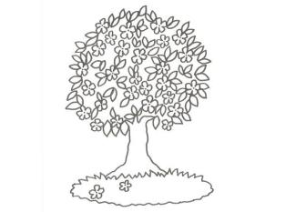 Dibujo de un árbol con flores para colorear con niños
