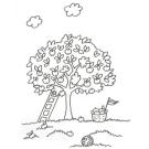 Dibujo de un árbol con manzanas para colorear con niños