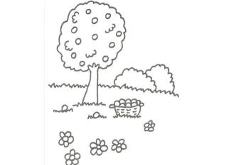 Dibujo de un árbol con naranjas para que los niños pinten