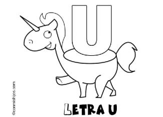 Dibujos de letras para colorear con los niños. Letra U