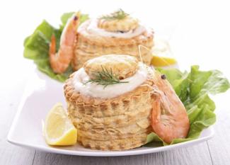 Receta de vol au vent de gambas para Nochevieja